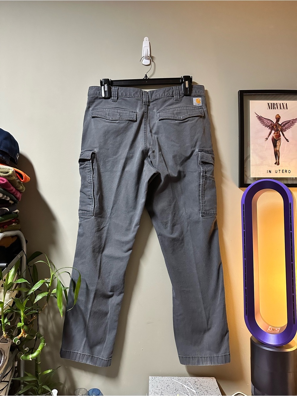 Carhartt Men’s Gray Cargo Pants – Heavy-Duty Work Trousers 36x32